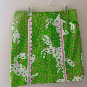 🌸💚💓🎀🟢NWOT Lilly Pulitzer Originals Pink and Green Polka Dot Crab Skirt